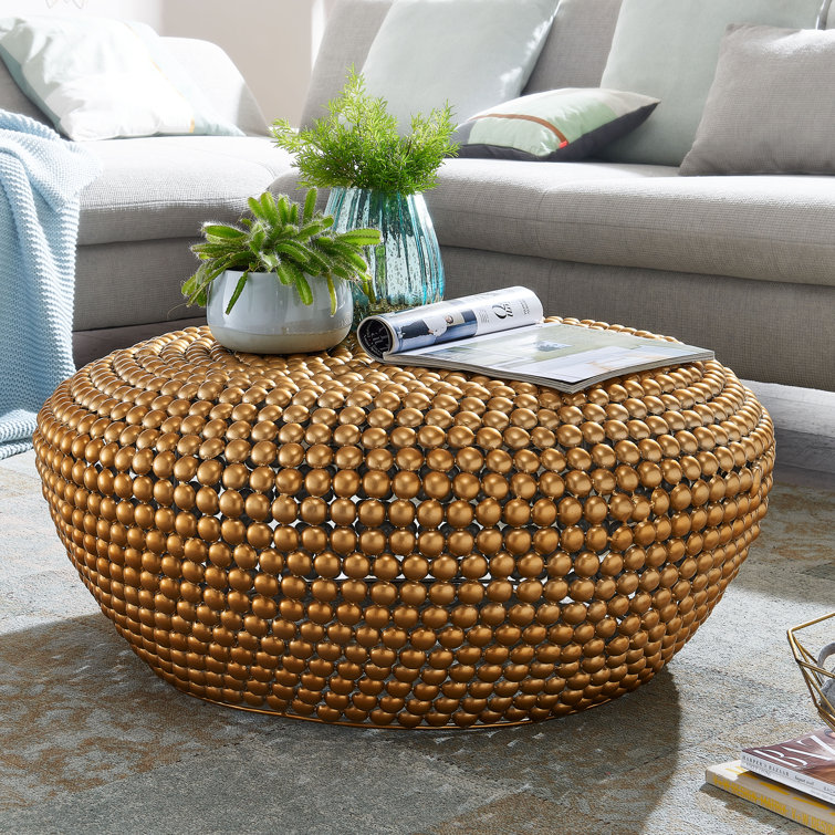 Round rattan deals ottoman coffee table